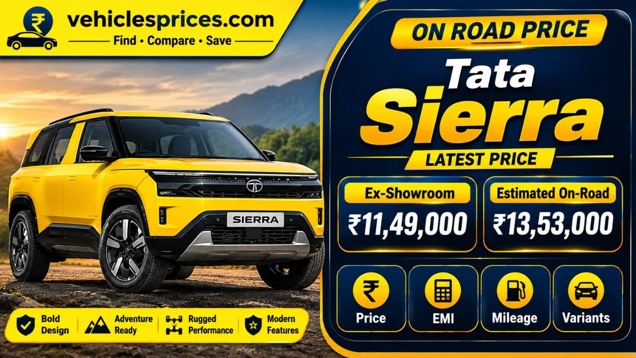 Tata Sierra On Road Price 2026: ₹13.5L to ₹14.3L City-Wise