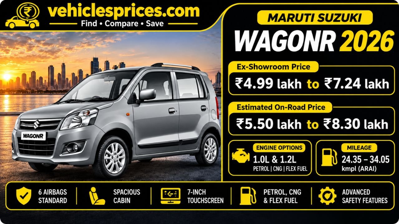 Maruti Suzuki WagonR 2026: Ex-Showroom & On-Road Breakdown