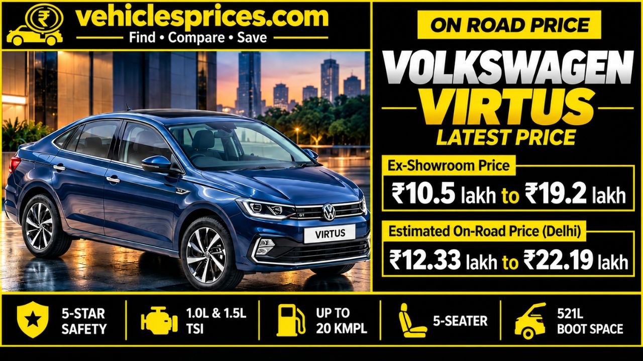 Volkswagen Virtus Price 2026: Ex-Showroom & On-Road Breakdown