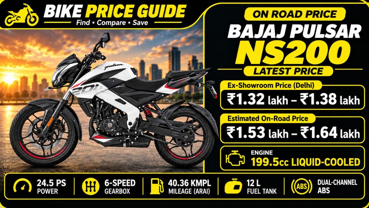 Bajaj Pulsar NS200 On Road Price, Mileage, Colours, Specs & Reviews