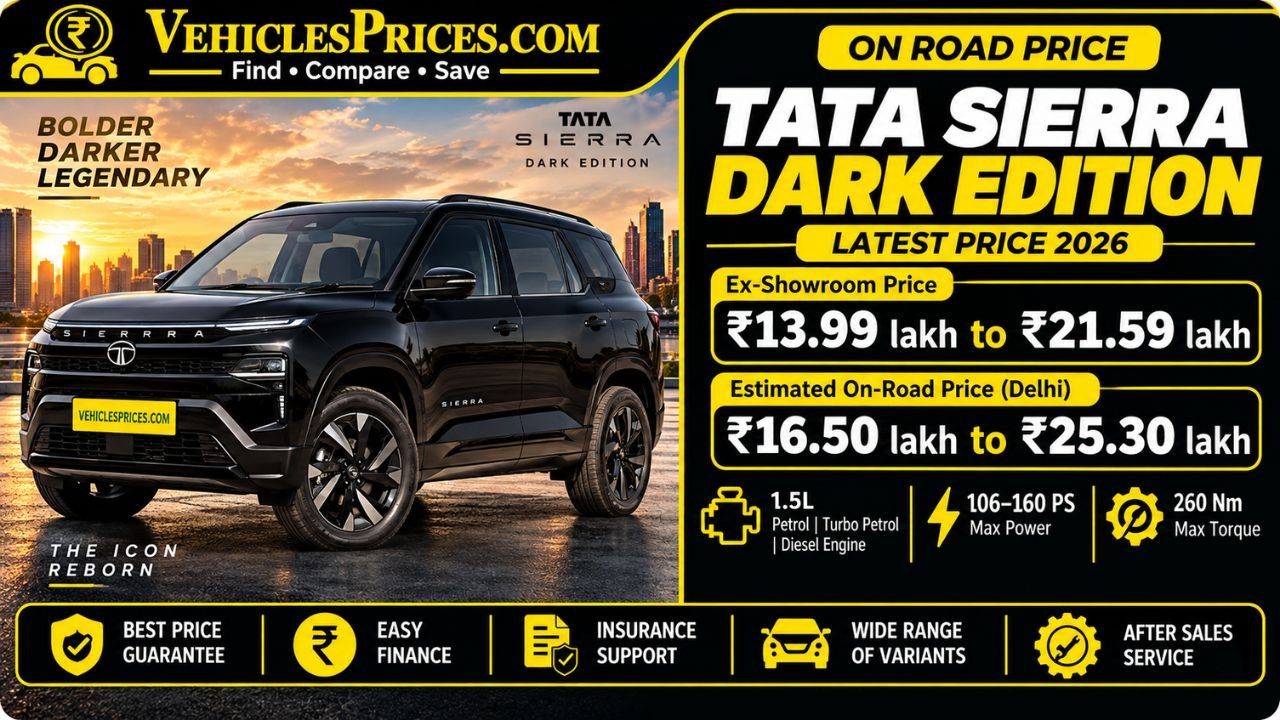 Tata Sierra Dark Edition Price 2026, Launch Details & On-Road Breakdown