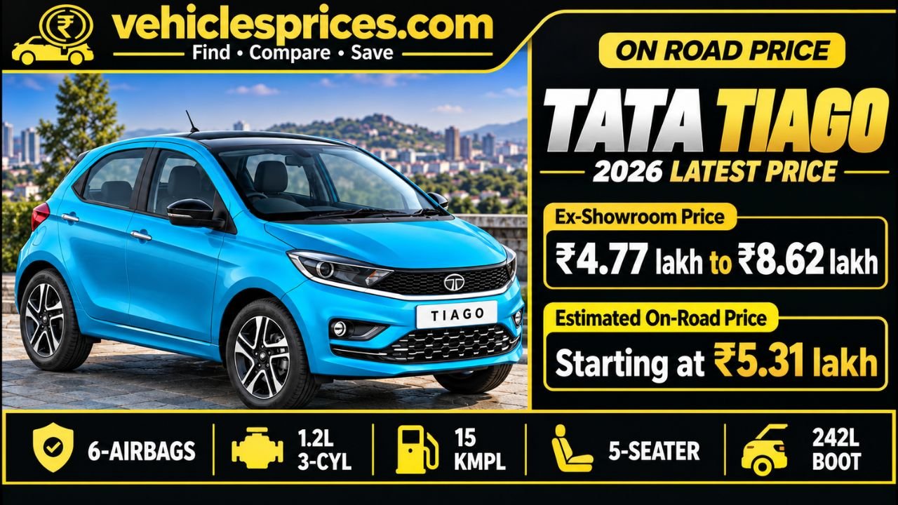 Tata Tiago Price, Specs, Features, Variants, Mileage, Colours & Reviews